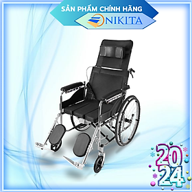 Xe lăn tay ngã lưng 6 nấc, có đệm và bô vệ sinh - NIKITA N213-1