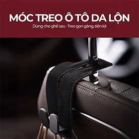 Móc Treo Kép Đa Năng Trên Ô Tô CIND BO-N021 Bằng Kim Loại Bọc Da Lộn Màu Đen Sang Trọng Cho Nội Thất Xe - Nhập Khẩu Chính Hãng