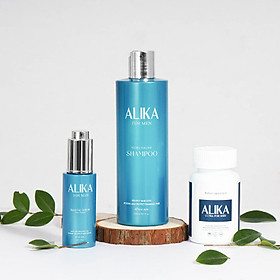 Bộ ba sản phẩm chăm sóc tóc chuyên sâu alika cho nam , ngăn rụng tóc,kích thích mọc tóc, cho tóc chắc khoẻ từ bên trong