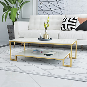 Bàn trà sofa chữ nhật hai tầng Tribu - mặt đá