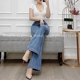 Quần jean ống loe 3 màu sang chảnh siêu hack dáng thời trang Banamo Fashion 463