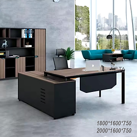 Mua Bàn Giám đốc nhập khẩu TW2010-18W Nội thất Capta Bàn lãnh đạo gỗ MFC hiện đại màu nâu vàng kèm tủ phụ liền bàn chính màu đen tại hcm