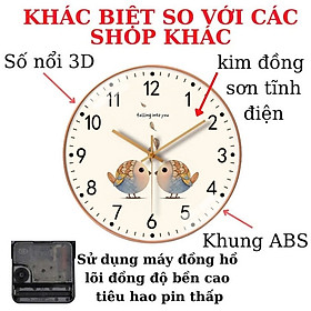 Đồng Hồ Treo Tường Tròn Chạy Êm Không Tiếng Động - Thiết Kế Decor Trang Trí Nhà Và Quán Cafe 20cm
