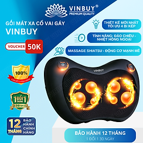 Gối Massage Cổ Vai Gáy Đa Năng - Máy Massage Toàn Thân Nhiệt Hồng Ngoại 2 Chiều - Mát Xa Chuyên Sâu Cho Cổ, Vai Gáy, Lưng Dưới, Đùi, Chân - Sử Dụng Tại Nhà, Văn Phòng, Trên Ô Tô - Quà Tặng Cho Bạn Bè, Người Thân - Chính Hãng - VinBuy - Màu đen