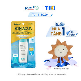 Kem chống nắng Skin Aqua dưỡng da cho mặt khi hoạt động ngoài trời dạng gel Sunplay Skin Aqua Clear White Outdoor+ SPF50+ PA++++ 30g