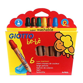 Hộp bút sáp 6 màu cho trẻ nhỏ nhập khẩu Ý GIOTTO Be-bè Thân to 466400