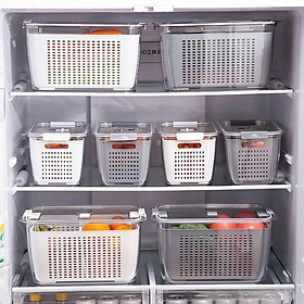 Sét 2 hộp đựng thực phẩm tủ lạnh 2 lớp có chia ngăn tiện ích