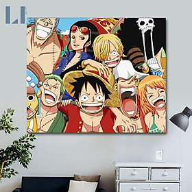 Tranh sơn dầu số hoá có khung -Tranh tô màu theo số One Piece
