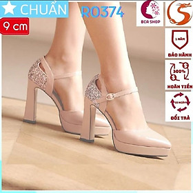 Giày cao gót nữ màu nude da 9p RO374 ROSATA tại BCASHOP đế đúp, quai sau, gót sau được phối kim tuyến sang trọng cực kì