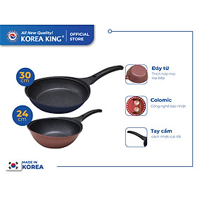 Mua Combo 2 chảo sâu  cạn Colormic Korea King (1 chảo cạn 30cm và 1 chảo sâu 24cm)-Hàng chính hãng