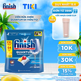 Viên Rửa Chén Bát Finish Powerball Quantum Powerful Clean & Shine 64 viên