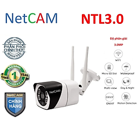 Camera IP WiFi Giám Sát An Ninh Ngoài Trời NetCAM NTL3.0, Độ phân giải 3.0MP, Hỗ trợ hồng ngoại ghi hình rõ nét vào ban đêm - Hàng Chính Hãng