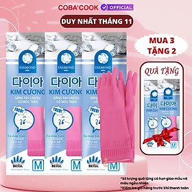 Mua  Mua 3 Tặng 2  Bộ 3 Đôi Găng Tay Cao Su Có Móc Kim Cương Size M-37cm