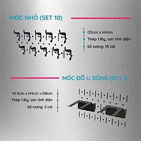 Bảng Pegboard Kim Loại & Phụ Kiện Móc Treo Dụng Cụ Cơ Khí Chuyên Nghiệp, Thương Hiệu SMLIFE