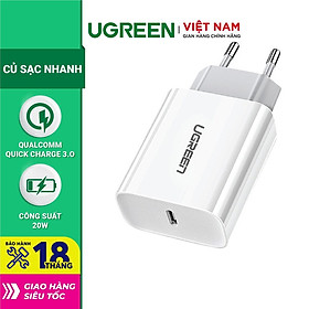 Mua Sạc nhanh UGREEN CD137 60450 1 cổng USB Type C hỗ trợ PD QC 4.0 3.0 tối đa 18W cho iPhone 12 / Samsung / Xiaomi | Hàng chính hãng - BH 18 tháng 1 đổi 1