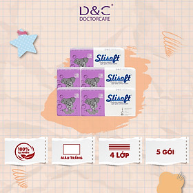 Combo 5 Giấy ăn Slisoft Trắng tự nhiên đa năng,khăn giấy rút không chất tẩy trắng an toàn cho cả gia đình