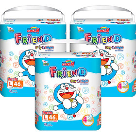 Combo 3 Bịch Tã Quần Goon Friend Doremon Mới Gói Cực Đại L46 (9Kg ~ 14Kg)