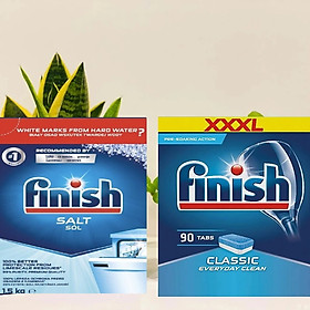 Combo Viên Rửa Bát Finish 90 Viên + 4kg Muối Finish