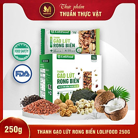 Thanh Gạo Lứt Rong Biển Lolifood 250g (10 gói x 25g) - Cung Cấp Vitamin và Khoáng Chất, Giúp Cân Đối Dinh Dưỡng, Tốt Cho Sức Khỏe, Bổ Sung Chất Đạm và Chất Xơ, Tốt Cho Tim Mạch, Huyết Áp - Người Ăn Kiêng, Ăn chay, Người Tập Gym, Yoga, Giảm Cân, Tiểu Đường