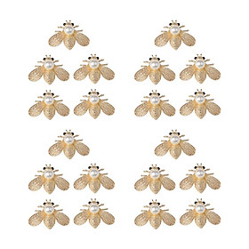 20Pieces Bee Shape Alloy Crystal Pearl Flatback Decorative Embellishments