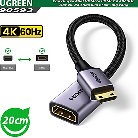 Mua Cáp chuyển Mini HDMI sang HDMI 2.0 4K60Hz Ugreen 90593 (20cm  dây dù) - Hàng chính hãng