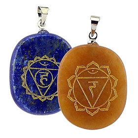 Pack of 2 Reiki Engergy Crystal Pendants Gemstone Palmstone for Women Kids B