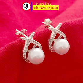 Bông tai nụ Ngọc size 6ly chất liệu bạc ta gắn đá cobic cao cấp chốt đeo sát tai Bạc Quang Thản - QTBT110