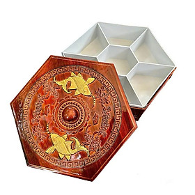 Khay Đựng Bánh Kẹo Mứt Tết Giả Gỗ  Phúc Lộc Thọ – Hộp Mứt Tết Cá Chép Vàng 7 Ngăn Sang Trọng, Tiện Lợi - HÀNG CHÍNH HÃNG MINIIN - CÁP CHÉP VÀNG
