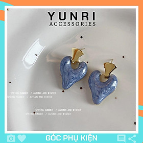 Bông tai nữ hình trái tim màu tím sang trọng phụ kiện trang sức YUNRI ACCESSORIES