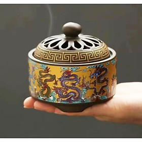 Mua Lư xông Nụ Trầm Trụ nâu RỒNG cao cấp 10cm(kèm lót chống cháy)