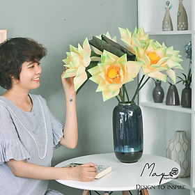 Mua Hoa giấy handmade trang trí  Cành hoa sen handmade  Maypaperflower - hoa giấy nghệ thuật  hoa cắm bình  decor nhà ở