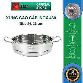 Xửng hấp inox 430 FiveStar Standard 2 quai không nắp  24cm 26cm 28cm 30cm