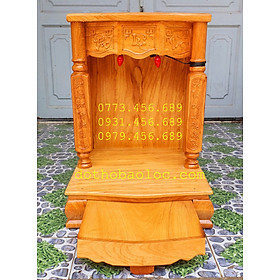 Mua Bàn thờ Thần Tài Thổ Địa gỗ gõ đỏ cột vuông Cao 68cm x Ngang 50cm – Loại tốt   Ảnh thật  