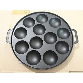 Khuôn Gang Chống Dính Làm Bánh Khọt Cao Cấp , An Toàn , Có Nắp Inox 304 Dày Dặn Không Rỉ Sét , Loại 12 Lỗ