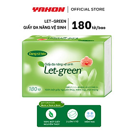 Khăn Giấy Vệ Sinh Đa Năng LET-GREEN 18*21cm | Bột Giấy Nguyên Thủy | 180 Tờ/Bao