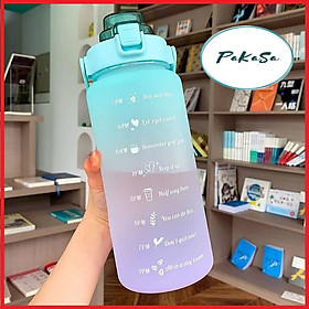 Hình ảnh Bình Đựng Nước 2L Dễ Thương Kèm Ống Hút , Có Vạch Báo Giờ Uống Nước - Hàng Loại 1 Chính Hãng