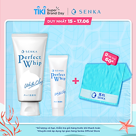 Sữa rửa mặt tạo bọt chiết xuất đất sét trắng Senka Perfect White Clay 120g tặng Sữa rửa mặt Senka Clay 50g