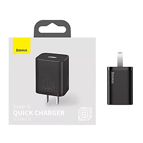 Bộ cốc cáp sạc nhanh Baseus 20W Si cho IP12, Củ sạc nhanh IP12 Baseus 20W Super Si Mini USB C hỗ trợ sạc nhanh QC3.0 PD - Hàng chính hãng