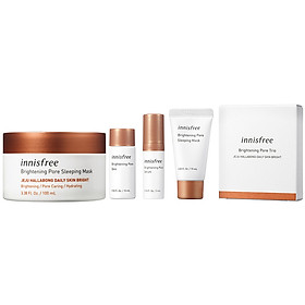 Mặt Nạ Ngủ Dưỡng Sáng Da 3 Trong 1 Innisfree Brightening Pore Sleeping Mask 100ml + Bộ Kit Brightening Pore Hallabong