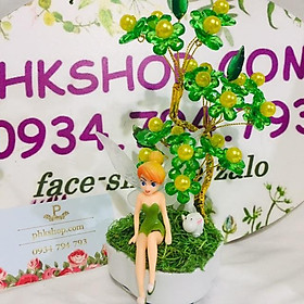 Hoa pha lê tiểu cảnh tiên tinkerbell và cừu trắng 20cm
