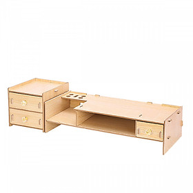 Mua Kệ để màn hình máy tính gỗ lắp ghép 2 tầng  có ngăn tủ phụ RE0066