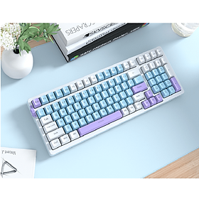 Bàn phím cơ  OKR214 kết nối 3 chế độ Bluetooth - 2.4G - Dây Type-C kèm theo 20 chế độ led dành cho game thủ