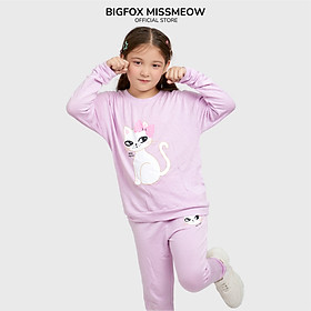 Bộ thu đông cho bé gái Bigfox Miss Meow dài tay chất nỉ, da cá style Hàn Quốc dễ thương size đại trẻ em 3,7,11 tuổi 30kg
