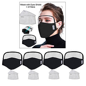 4 Pieces Anti Dust Adults Mouth Cover Masks With Clear Eye  Black