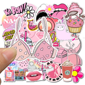 Bộ 50 miếng Sticker hình dán Pink Stub
