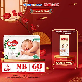 Tã Dán Siêu Cao Cấp Huggies Platinum Naturemade NB60 (60 Miếng)