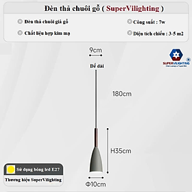 Mua Đèn thả phòng ngủ decor bàn ăn chuôi gỗ SuperVilighting CHUOIGO-D100 phong cách hiện đại