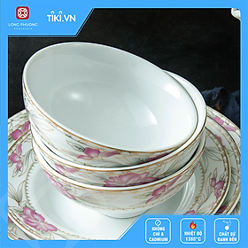 Mua Chén ăn cơm   bát ăn cơm  bát ăn cơm   tô ăn cơm decor hoa dây hồng bằng sứ cao cấp Long Phương