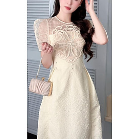 Đầm Thiết Kế CH.HT.T.PS.NN-28 Chất Liệu Ren Phối Gấm Xốp Cao Cấp - Đầm Dự Tiệc Sang Trọng Đủ Size SMLXL