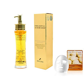 Tinh Chất COLLAGEN LUXURY GOLD 3W CLINIC Trắng Da 150ml KOREA + Tặng Mask 3W POTATO MASK SHEET